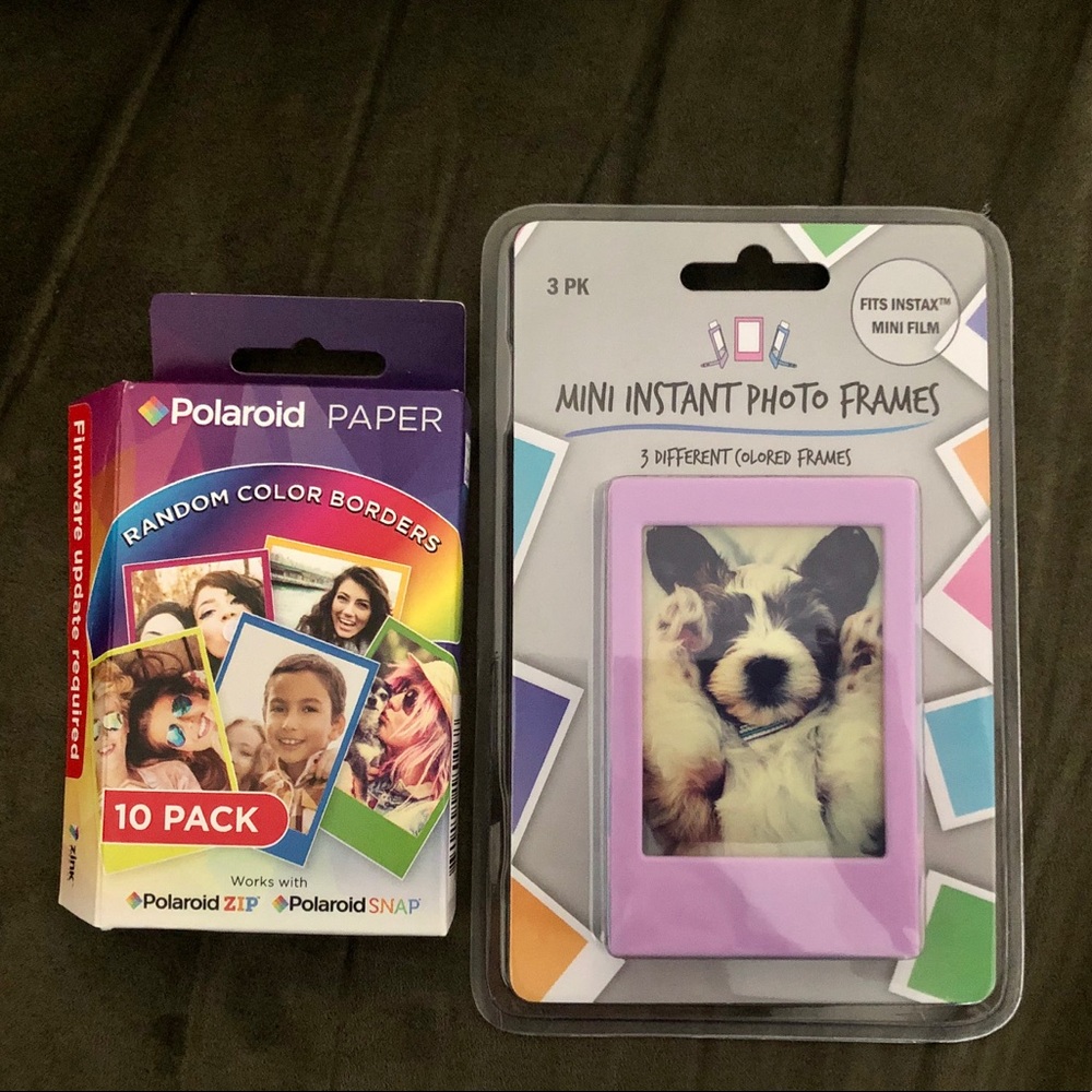 Photo frames and colored paper